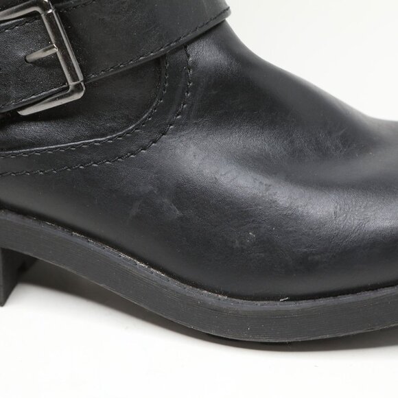Mossimo Supply Co. Black Vegan Faux Leather Moto Biker Boots  Knee High Zippers - Picture 8 of 15